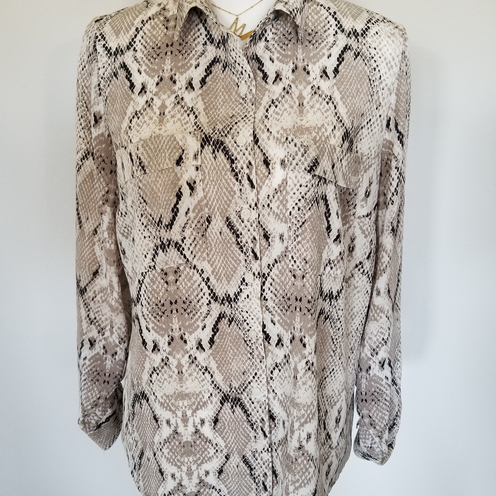 Apt 9 Snakeskin Blouse With Yellow Striped Accent